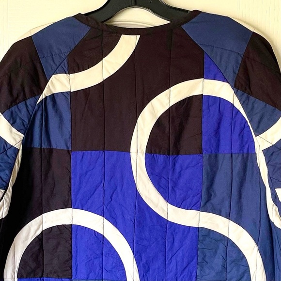 Haptic Lab Snake Path Quilt Coat Organic Cotton Blue Black Large EUC - Picture 6 of 10